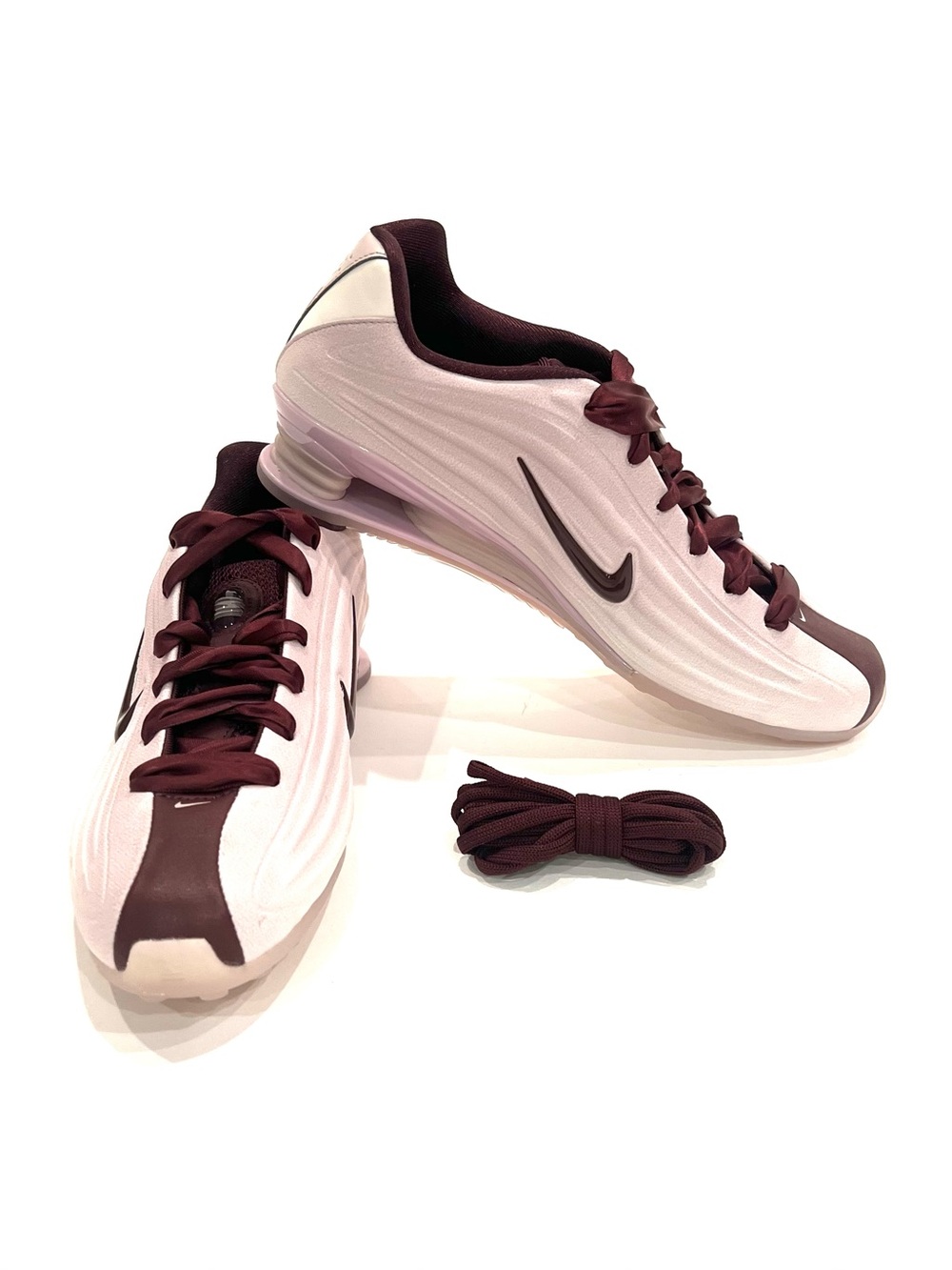 NEW Nike Shox X SE Particle Rose Burgundy Crush Ribbon Tie Pink Sneakers 8